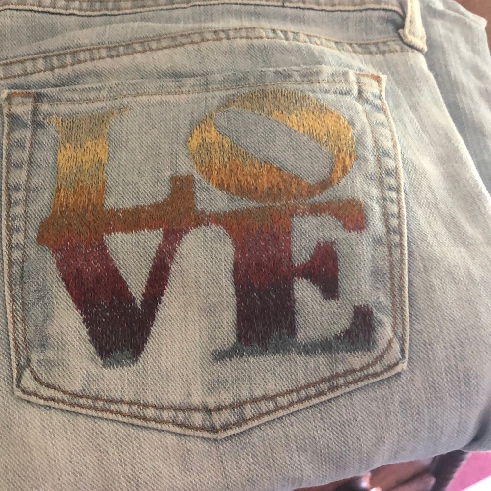 Love embroidery on picket